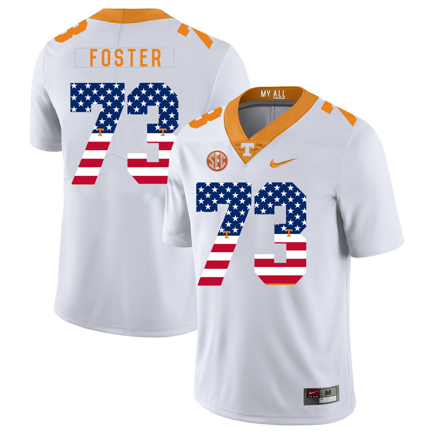 Men Tennessee Volunteers #73 Foster White Flag Customized NCAA Jerseys->customized ncaa jersey->Custom Jersey